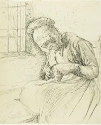 Old Woman Mending at the Window