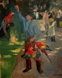Parrot Man in Amsterdam Zoo