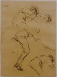 Polo Players, Three Riders to the Right - Study