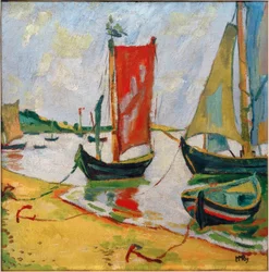 On the Curonian Lagoon - Coastal Scene with Fishing Boats