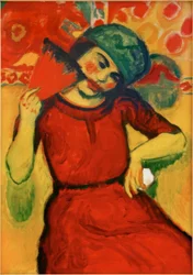 Girl with Red Fan