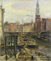 Floating Market on a Canal in Hamburg