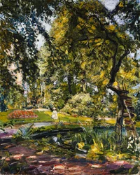 Garden in Godrammstein with a Twisted Tree and Pond, 1910