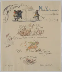 Menu “Banquet in Honour of Max Liebermann”