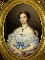 Portrait of Woman with Blue Ribbon