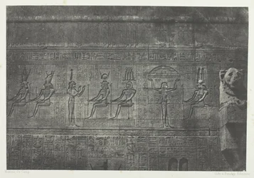 Grand Temple of Dendera (Teutyres), Sculptures of the Rear Facade; Upper Egypt, plate 20 from the album "Egypt, Nubia, Palestine and Syria" (1852)