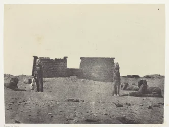 Hemi-Speos of Sebua, Dromos; Nubia, plate 97 from the album "Egypt, Nubia, Palestine and Syria" (1852)