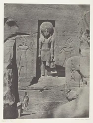 Ibsamboul, Sculptures at the Entrance of the Speos of Phre, Nubia, plate 105 from the album "Egypt, Nubia, Palestine and Syria" (1852)