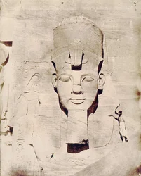 Travel to Egypt with Flaubert, photo by Maxime Du Camp. Colossus of Abu Simbel
