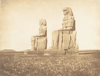 View of the Two Colossi of the Amenopheum, at Thebes, 1849-50
