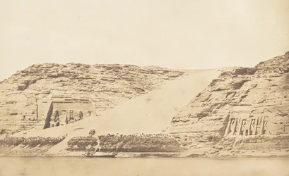 General View of the Speos of Phre and Athor, at Abousembil, Taken from the Island, March 29, 1850