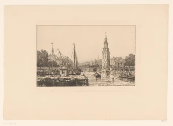 View of the Montelbaanstoren in Amsterdam