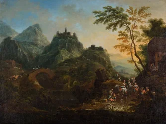 Ideal Mountain Landscape with Bridge