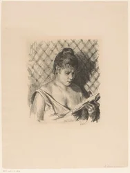 Woman Reading with Bare Shoulders