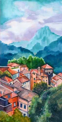 Colorful Hillside Town