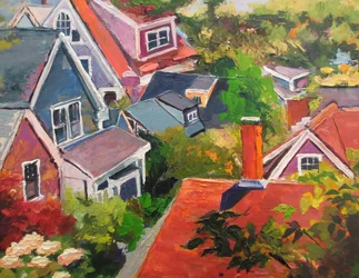 Colorful Village Rooftops