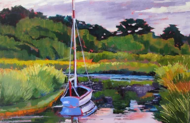 Tranquil Marsh Sailboat