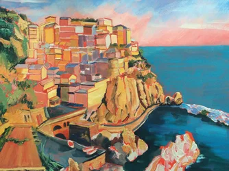 Vibrant Cliffside Village
