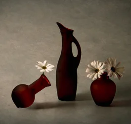 Red Vases White Daisies