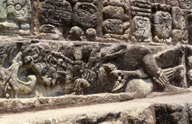 Prisoner of the steps of the Hieroglyphic Stairway, Copan, Late Classic Period (600-900) c.760 AD