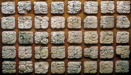 Maya Calendar Composed of Different Glyphs