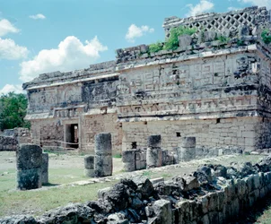 Precolombian civilization: view of the site of Chichen Itza in the Yucatan region. Mayan civilization, classical period and Mayan renaissance, 750-1200 AD. Mexico