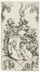 Coat of Arms with Acrobats and Sword Fighters
