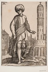 Elegant Young Man with Turban and Long Shawl