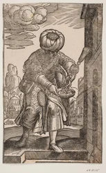 A Saquatz with His Water Bag Under His Arm