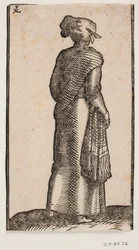 Woman, Seen from Behind, Walking to the Right