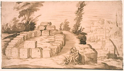 Landscape with a Stone Circle and an Old Woman with a Child