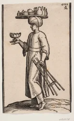Peddler of Refreshing Beverages, Walking Toward the Left Side