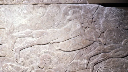 Bas-relief of a Swimmer Supported by an Outboard Serving as a Buoy - Mesopotamia