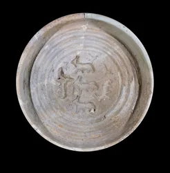 Terracotta cup with ibex. Around 1800 BC. From the royal dishes of the Palace of King Zimrilim a Mari