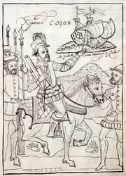 Christopher Columbus, illustration from Historia de Tlaxcala by Diego Munoz Camargo