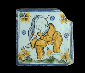 Tile with a grotesque Chinese man, c. 1800