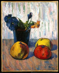 Still Life With Apples And Vase Of Flowers