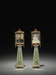 Framed Miniatures: Portrait of Czar Nicholas II and Portrait of Grand Duchess Olga