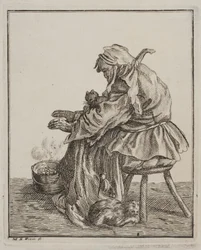 A Woman Warming Herself