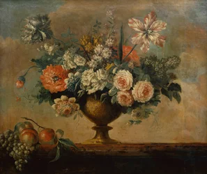 Roses, Tulips, Carnations and Other Flowers in an Urn