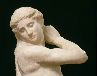 Apollo, or David, detail of the head, sculpture by Michelangelo Buonarroti 1475-1564, detail of 79842