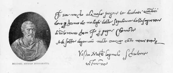 Handwriting and signature of Michelangelo Buonarroti