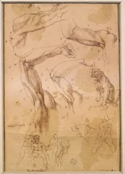 Studies of Raised Arms, a Wild Cat and a Group of Figures