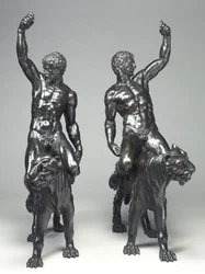 Nude bacchants riding panthers