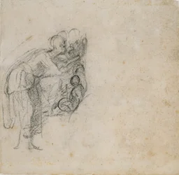 Page from a Sketch Book: A Woman in Black, c1490-1560