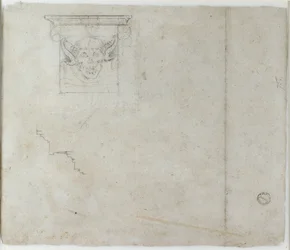 Studies of Architectural Details and a Grotesque Mask