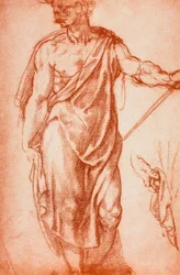 Study of a Draped Virile Figure, Drawing by Leonardo da Vinci