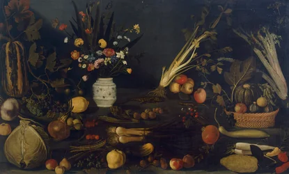 Still life of flowers and plants