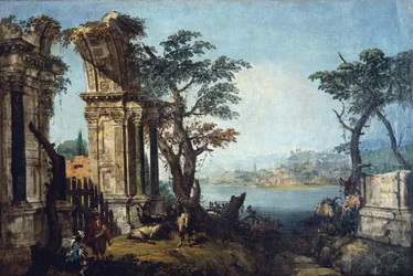 Capriccio with Classical Arch and Goats