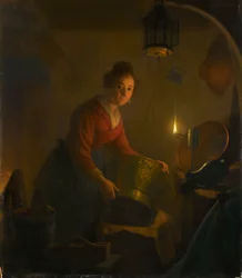 A Woman in a Kitchen by Candlelight (c.1830)